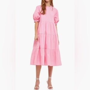 English Factory Pink Puff Sleeve Dress